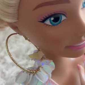 Hoop earrings white incandescent sparklers